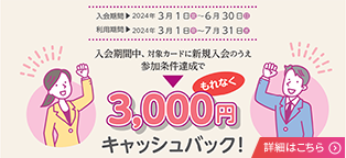 3,000円キャッシュバック!バナー